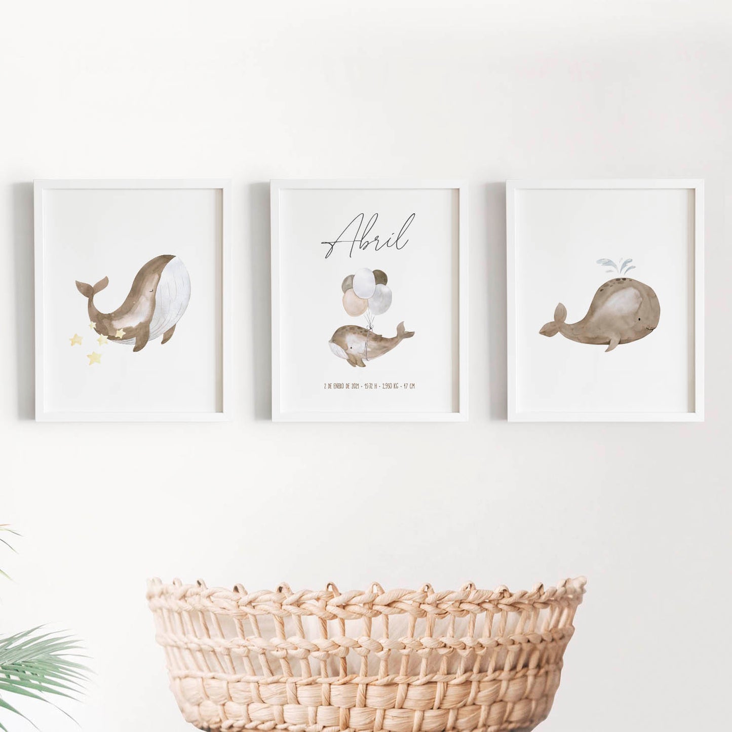 Lámina triple - Ballenas marrón