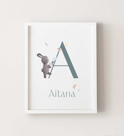 Lámina natalicio inicial conejito