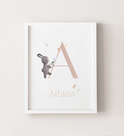 Lámina natalicio inicial conejito