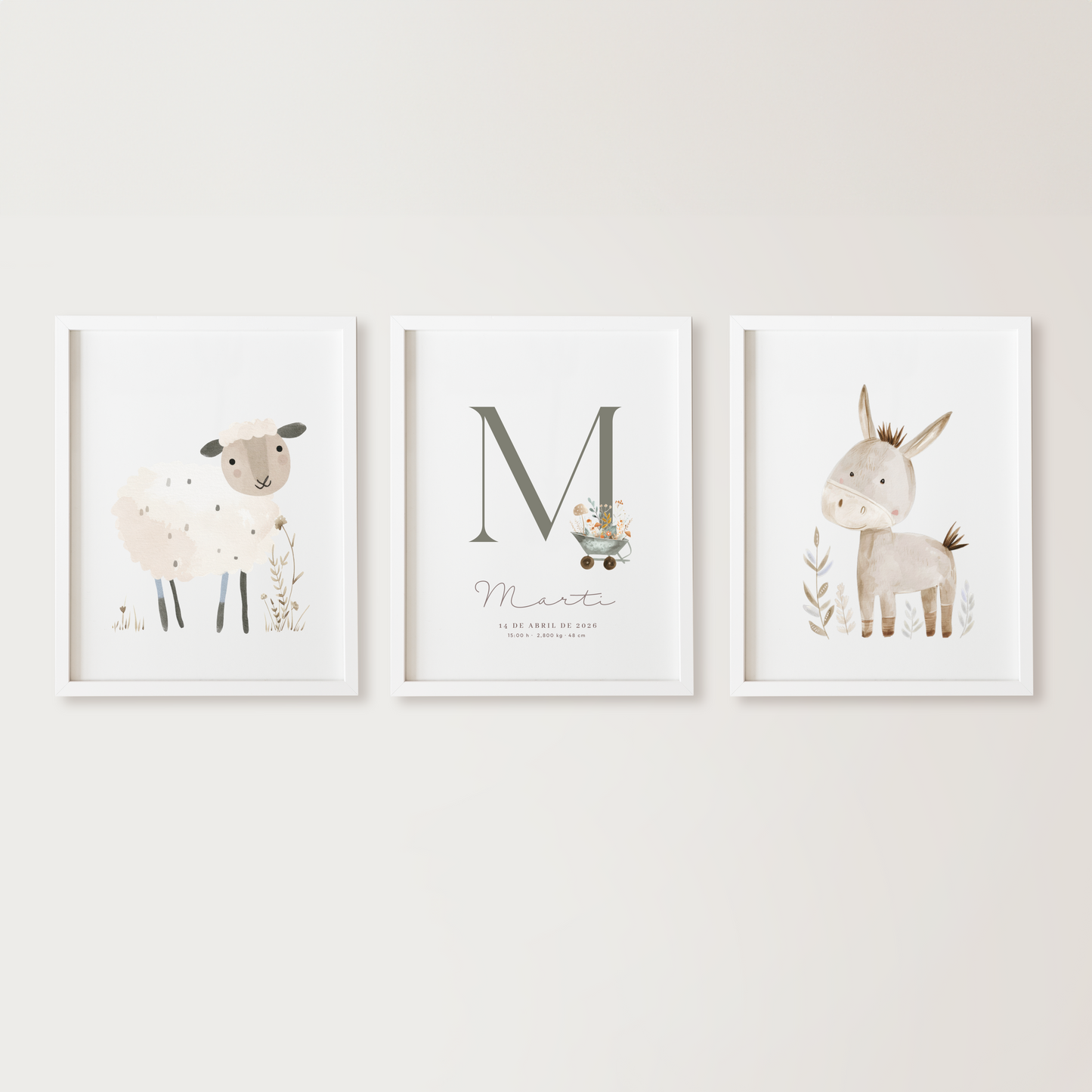 Lámina triple - Animales granja