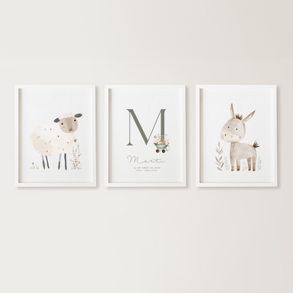 Lámina triple - Animales granja