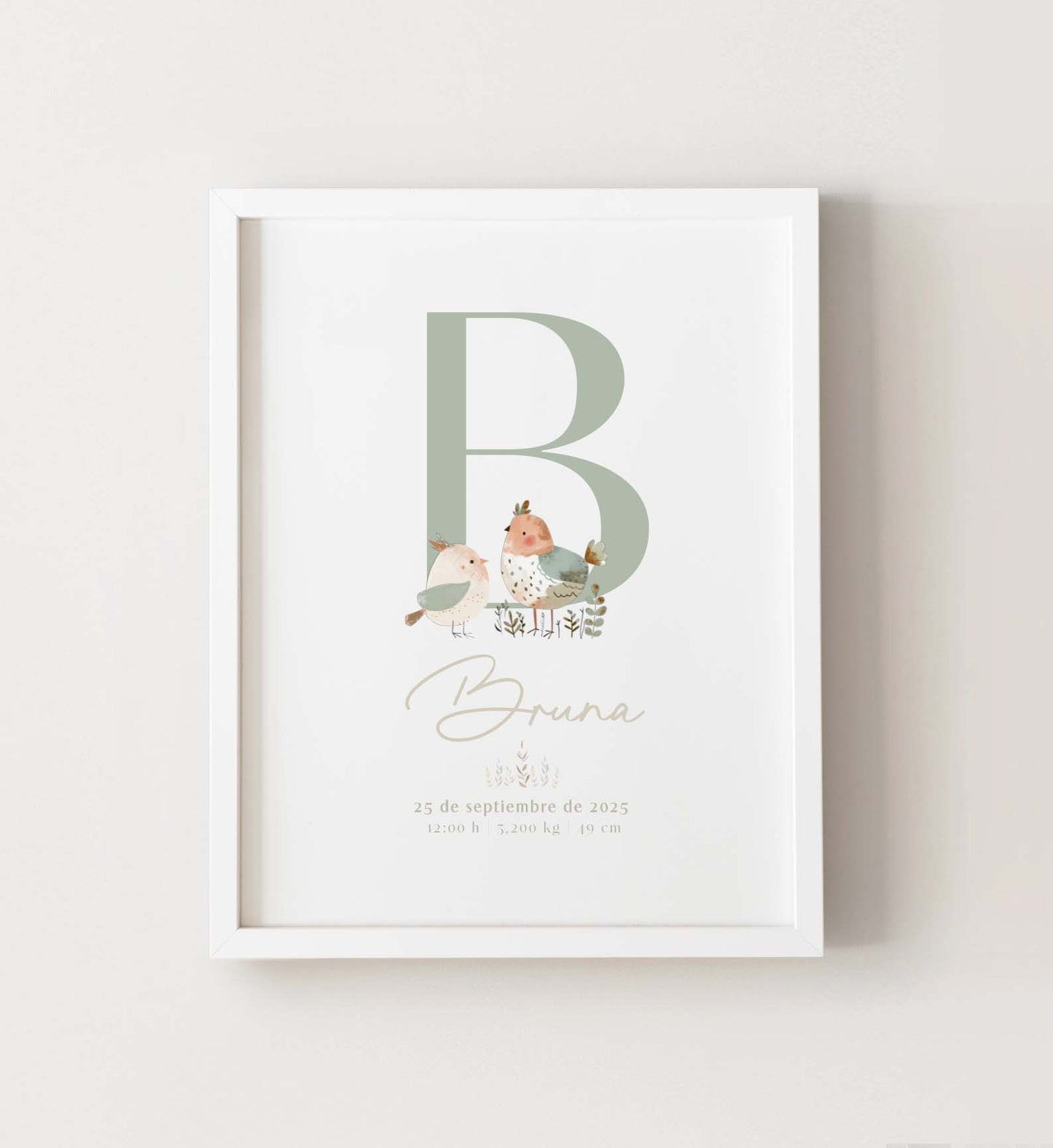 Lámina natalicio inicial pajaritos