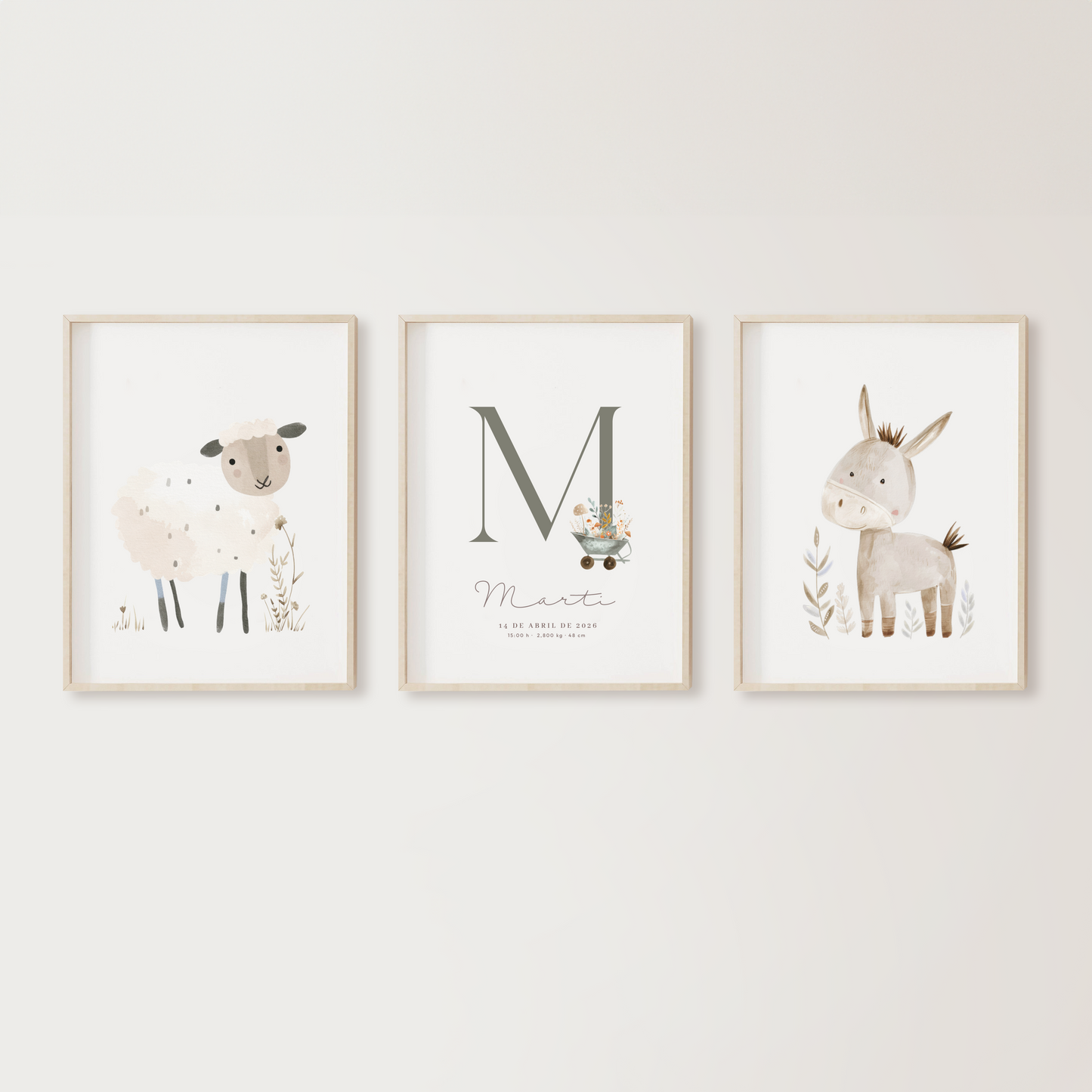 Lámina triple - Animales granja