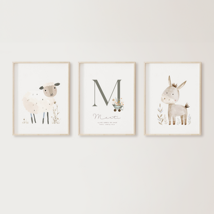 Lámina triple - Animales granja