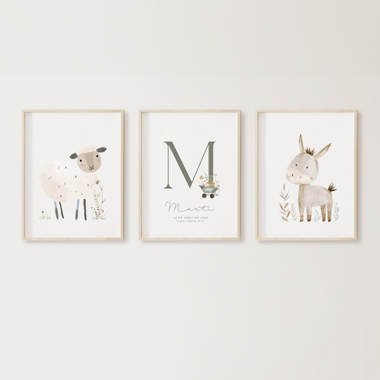 Lámina triple - Animales granja