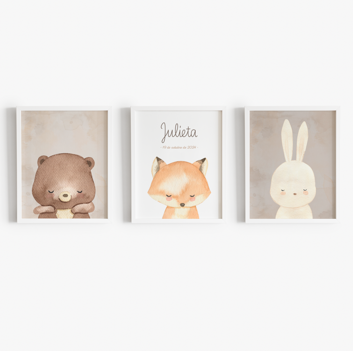 Lámina triple - Animalitos del bosque