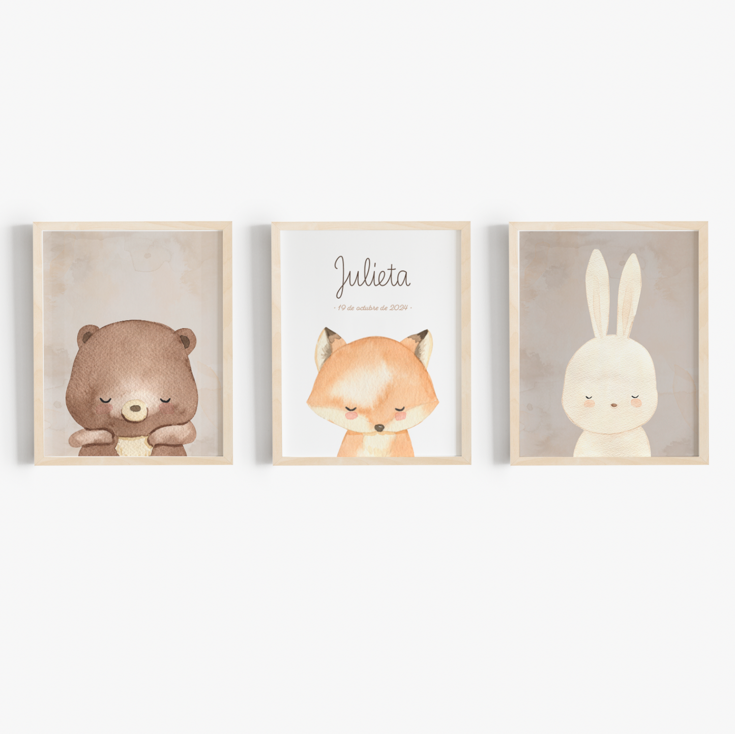 Lámina triple - Animalitos del bosque